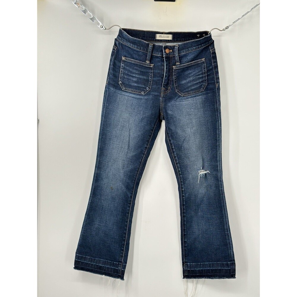 Madewell Jeans‎ Womens 26 Blue Cali Demi-Boot Button Fly Raw Hem Stretch Denim